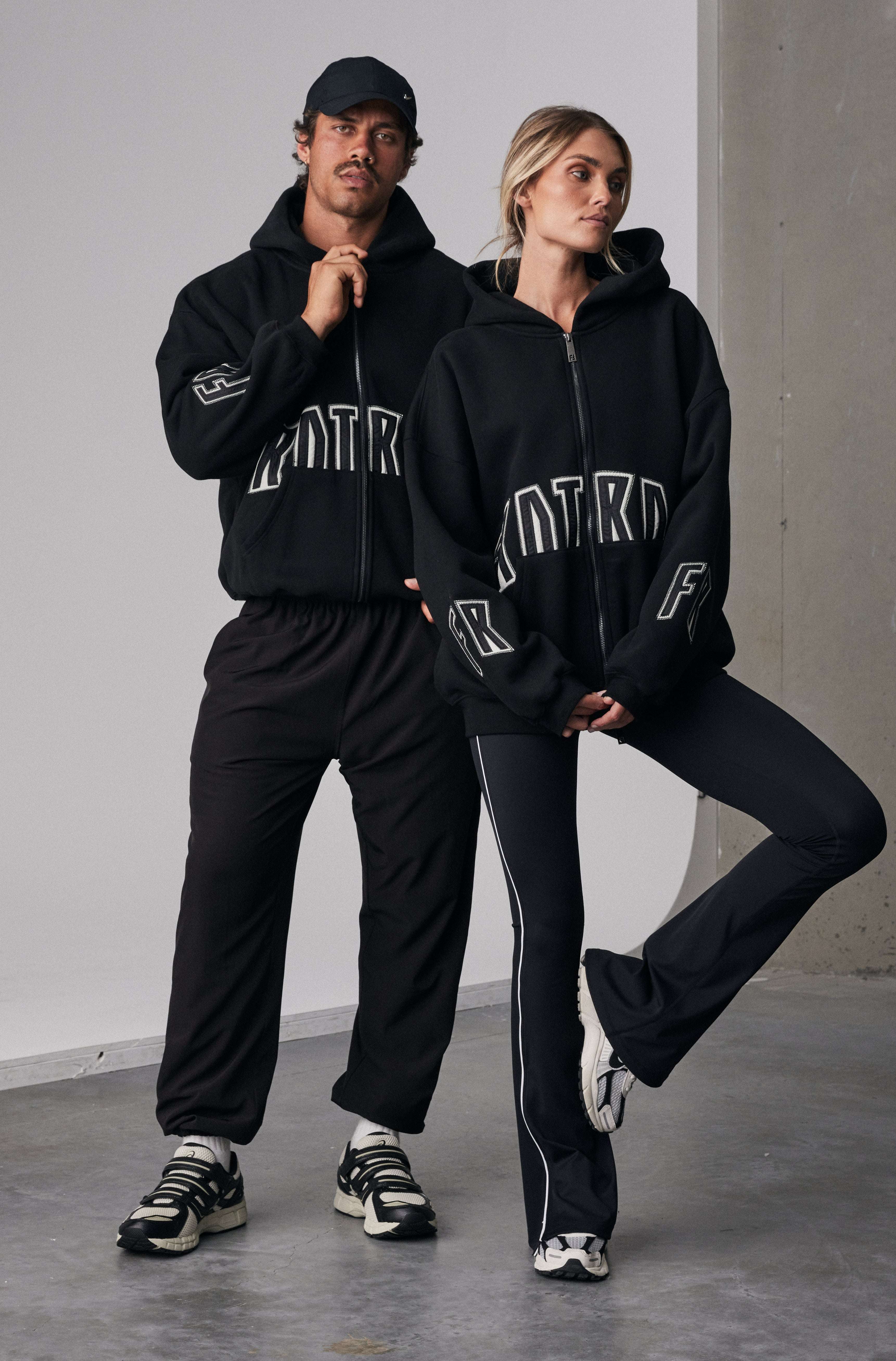FRNTRNR Black Zip-Up Hoodie for Men & Women