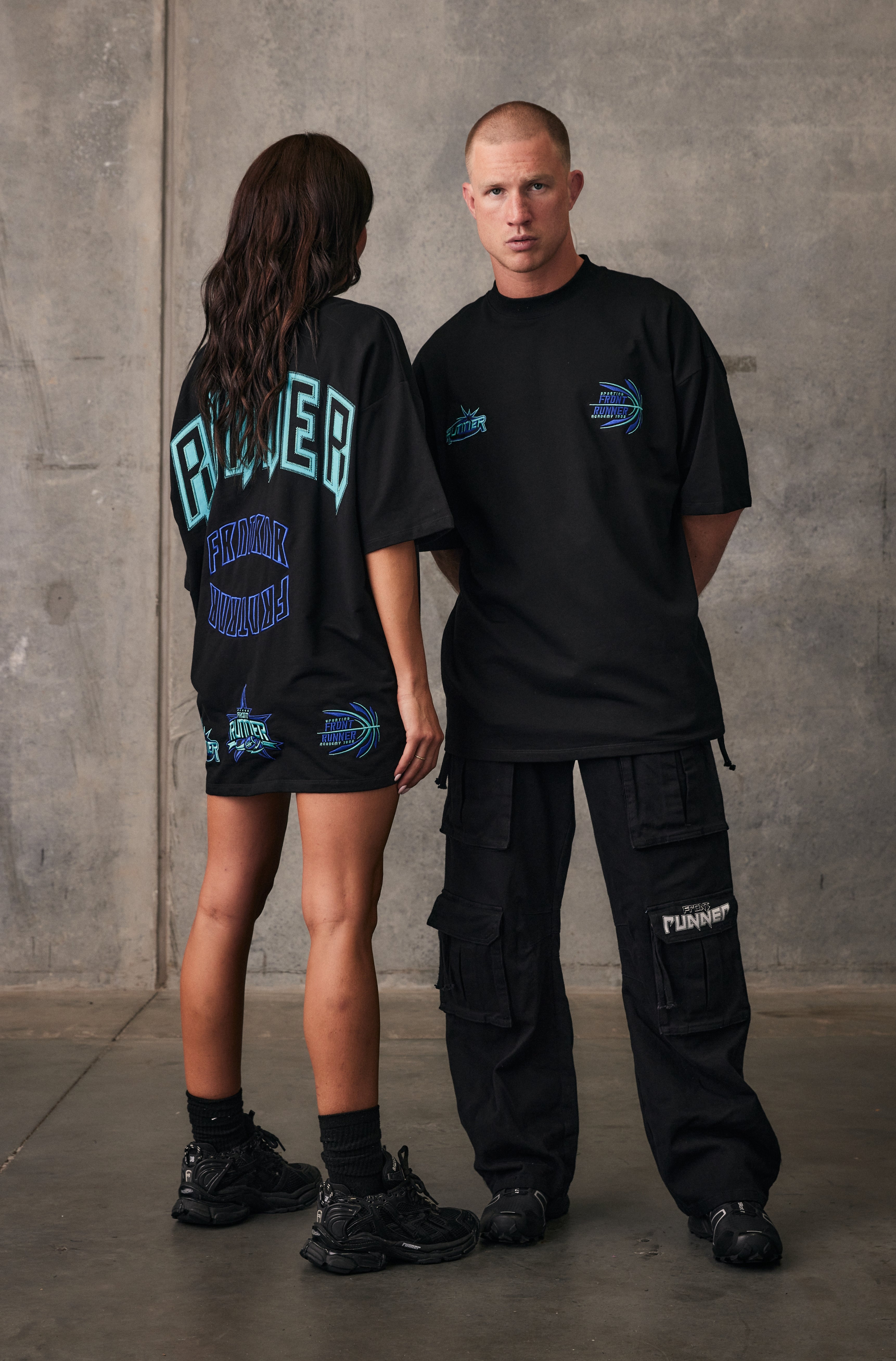 FRNTRNR Black Aqua Academy Tee - Athletic Fit