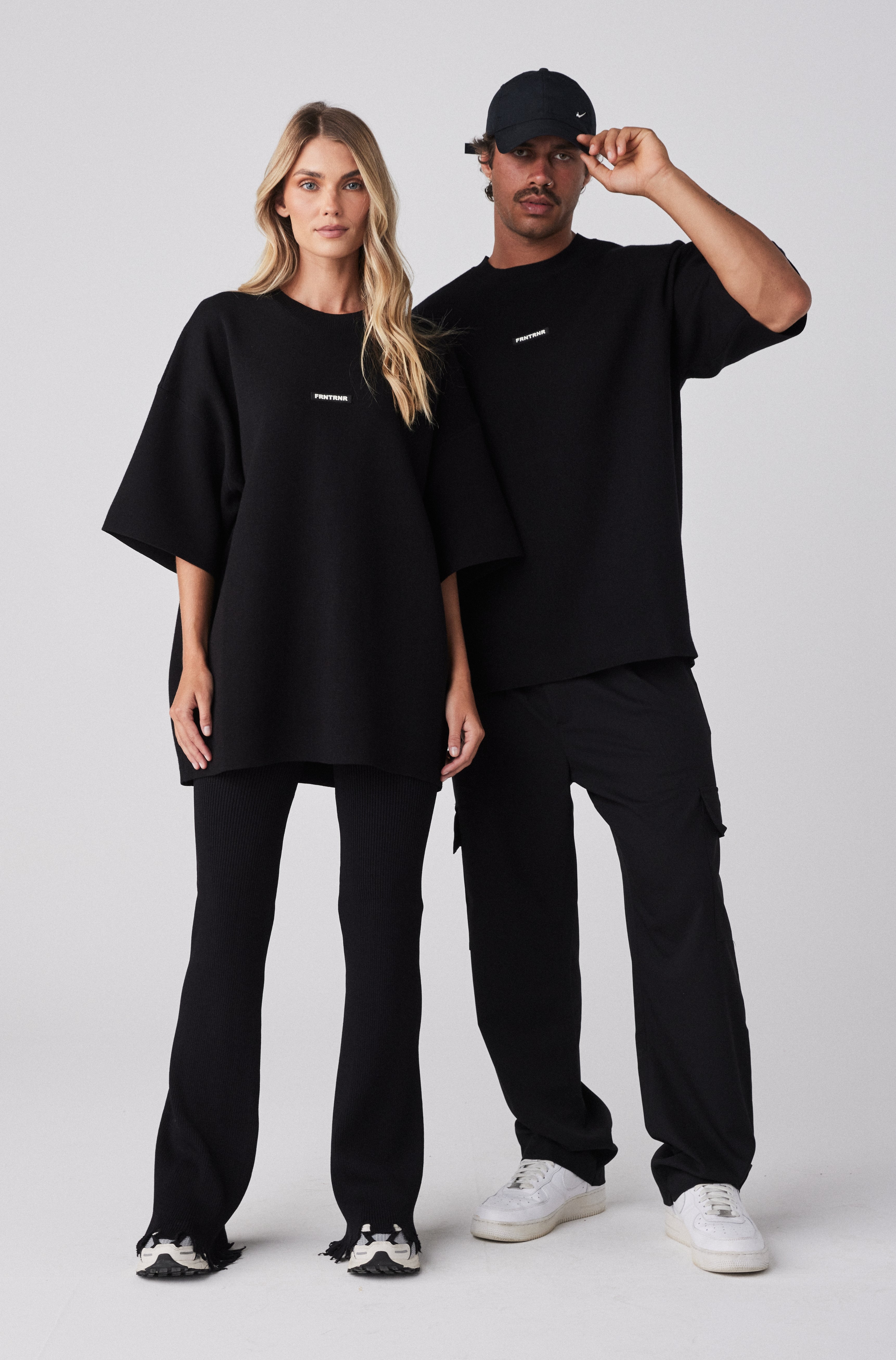 Black Milano Knit Tee – Soft Cotton Crewneck